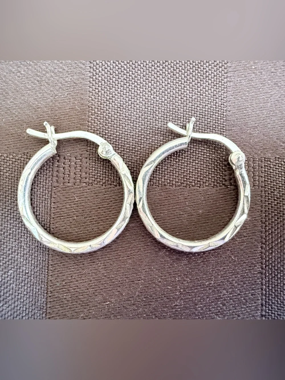 Vintage IBB Tunisia 925 Sterling Silver Diamond-Cut Hoop Earrings (3/4